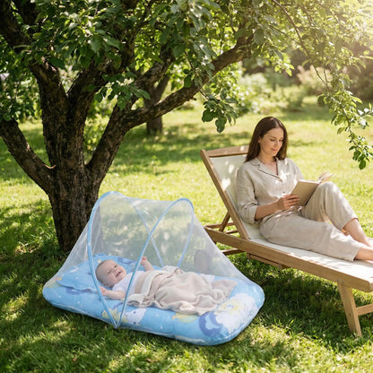 lit moustiquaire bebe bleu protege naturellement insectes