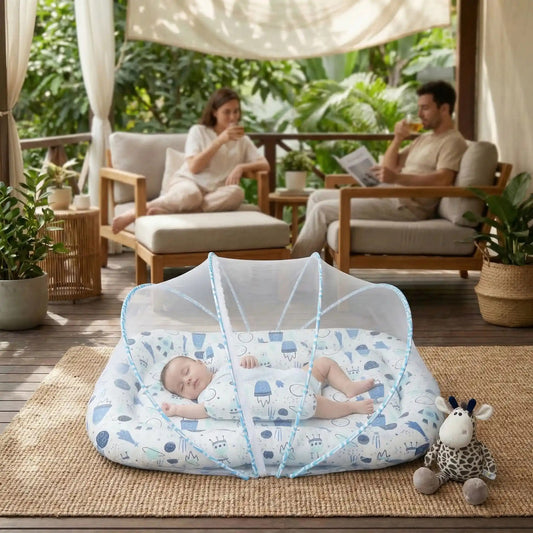 lit moustiquaire bebe cocon nomade bleu