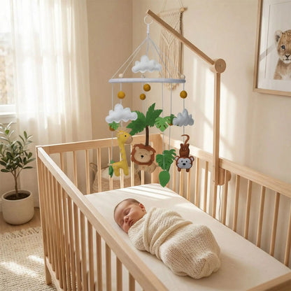 mobile bebe artisanal bois coton jungle safari