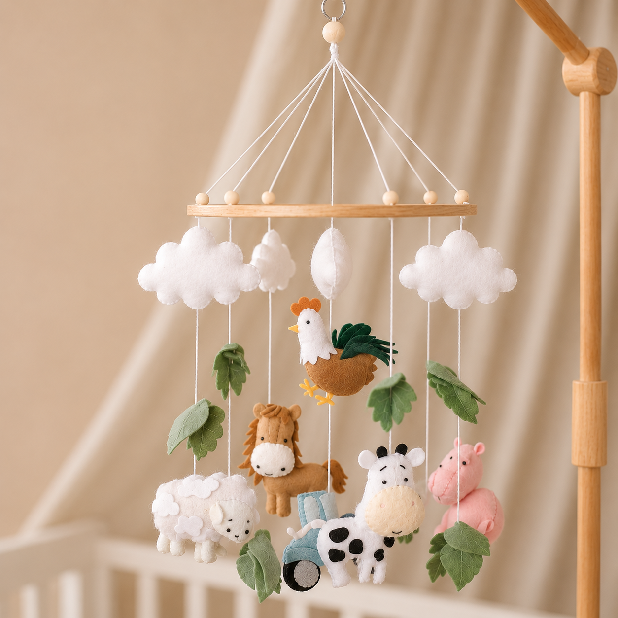 mobile bébé confection artisanale animaux de la ferme