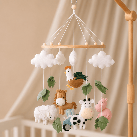 mobile bébé confection artisanale animaux de la ferme