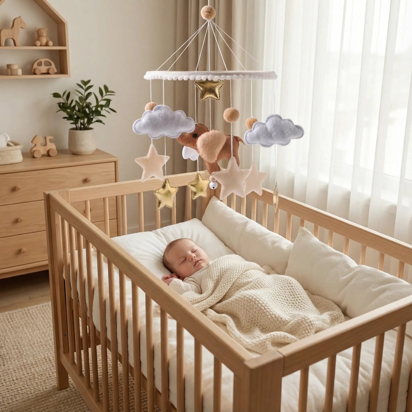 mobile bebe en bois elephant