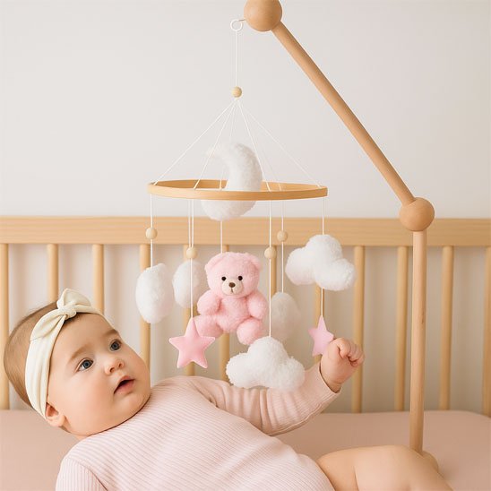 Mobile bebe feutre oursons rose fille