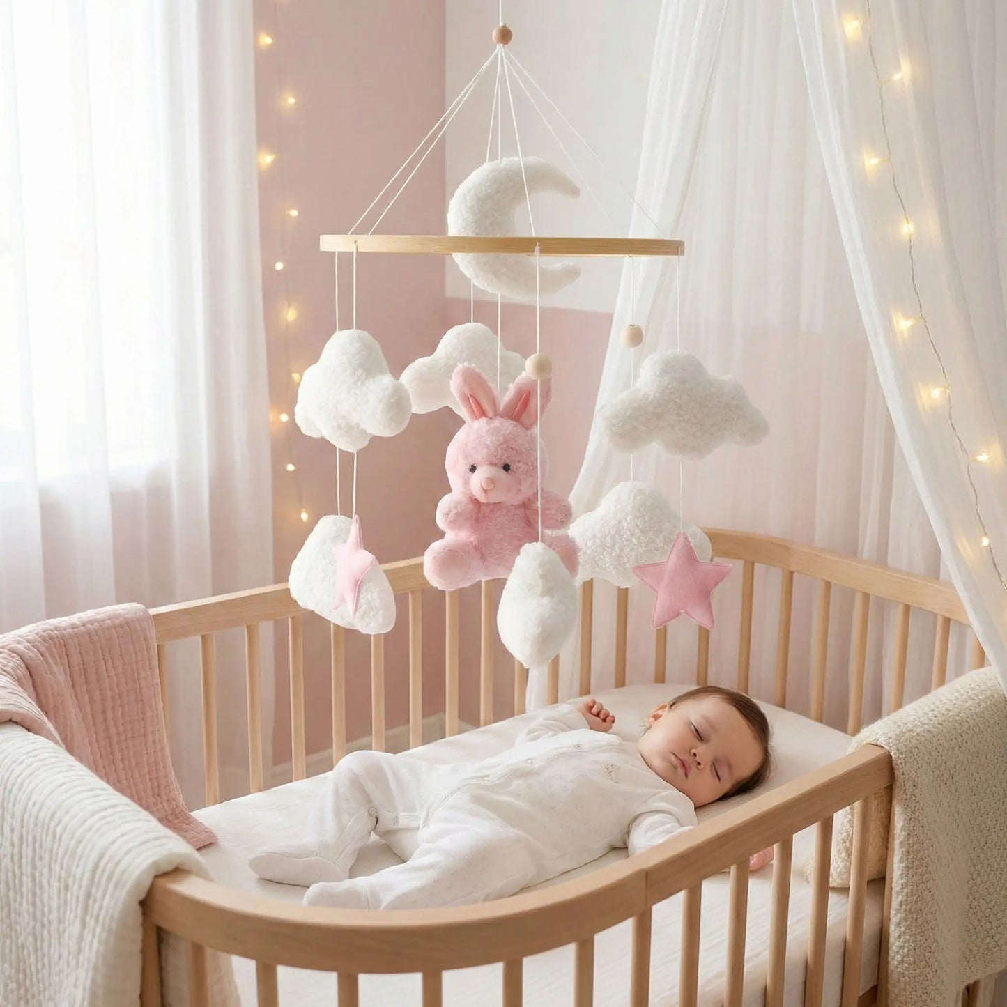 mobile bebe lapinou rose