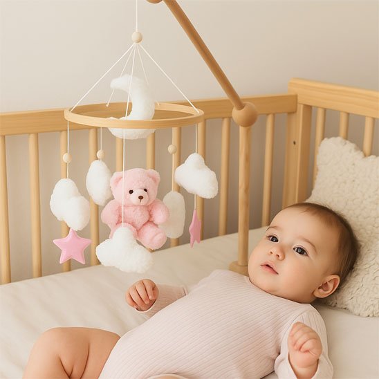 Mobile bebe ours rose fille