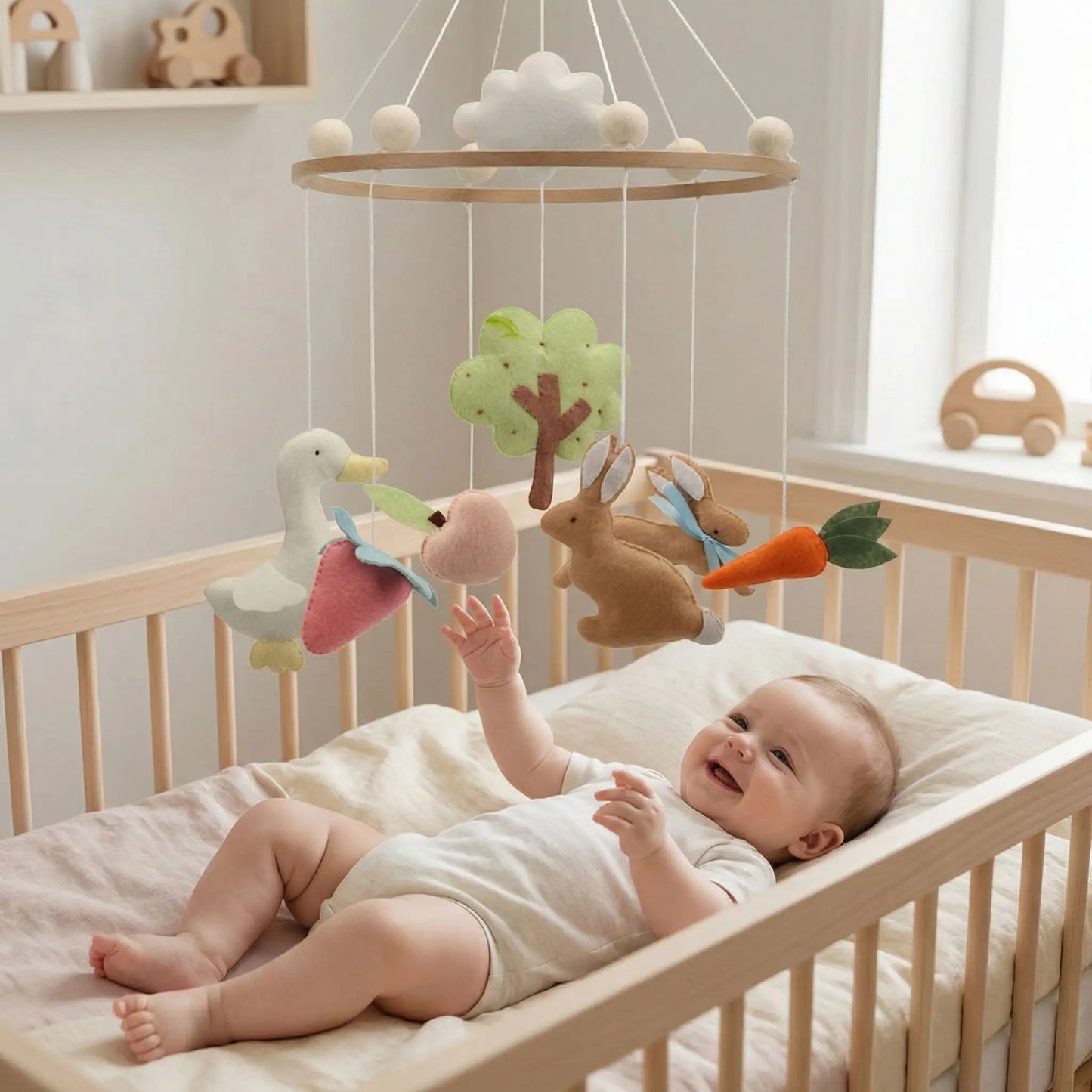 mobile bebe pour lit carotte et lapin