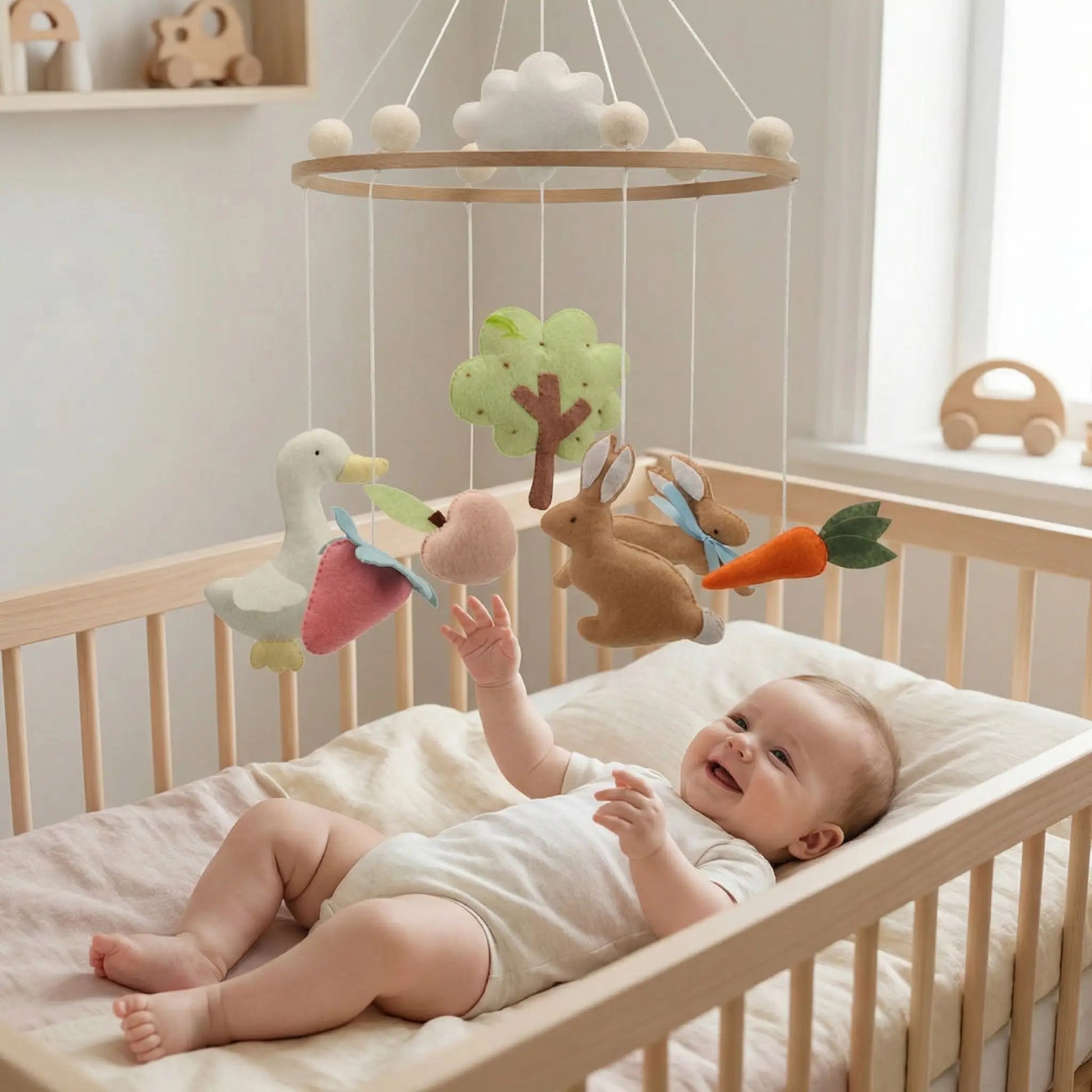 mobile bebe pour lit carotte et lapin
