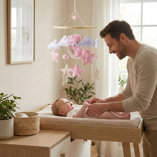 mobile musical bébé fille ours rose