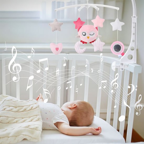 Mobile musical bebe rose fille