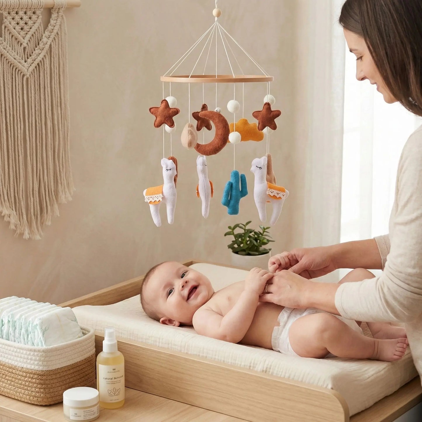 mobile pour bébé alpagas naturel coton 