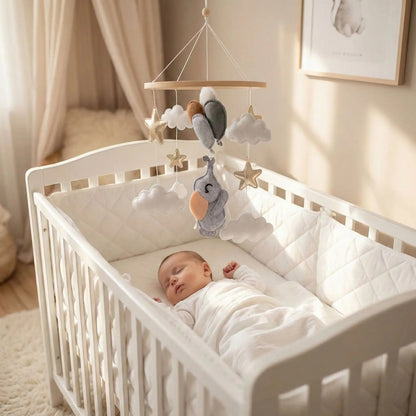 mobile pour lit bebe nuage et elephant gris