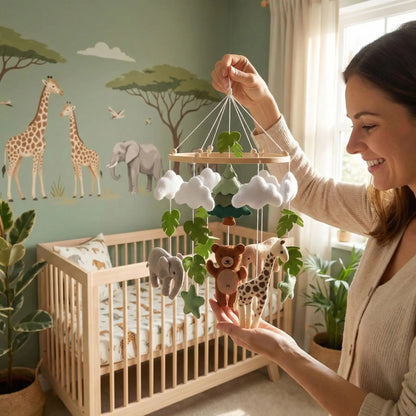 mobile savane animaux de la jungle pour rituel couché