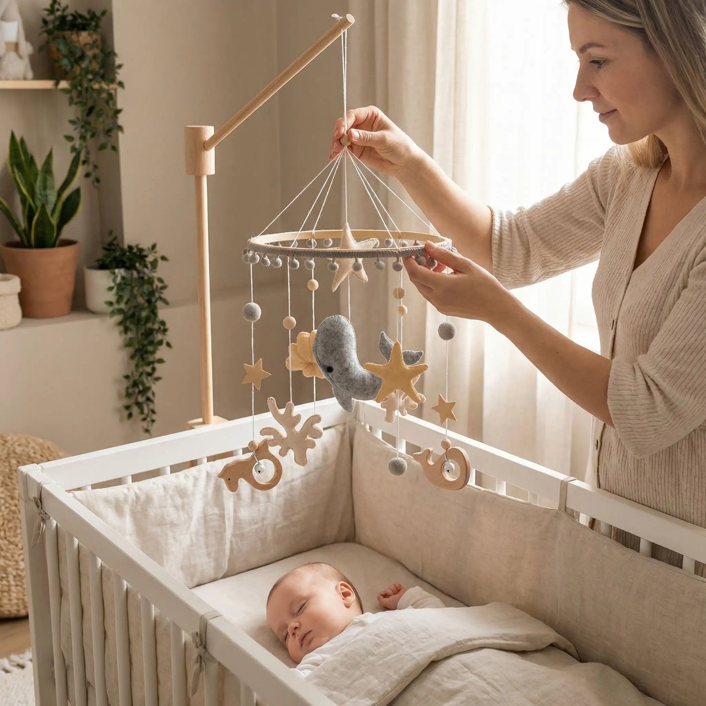 mobile bebe ecologique bois bambou hetre