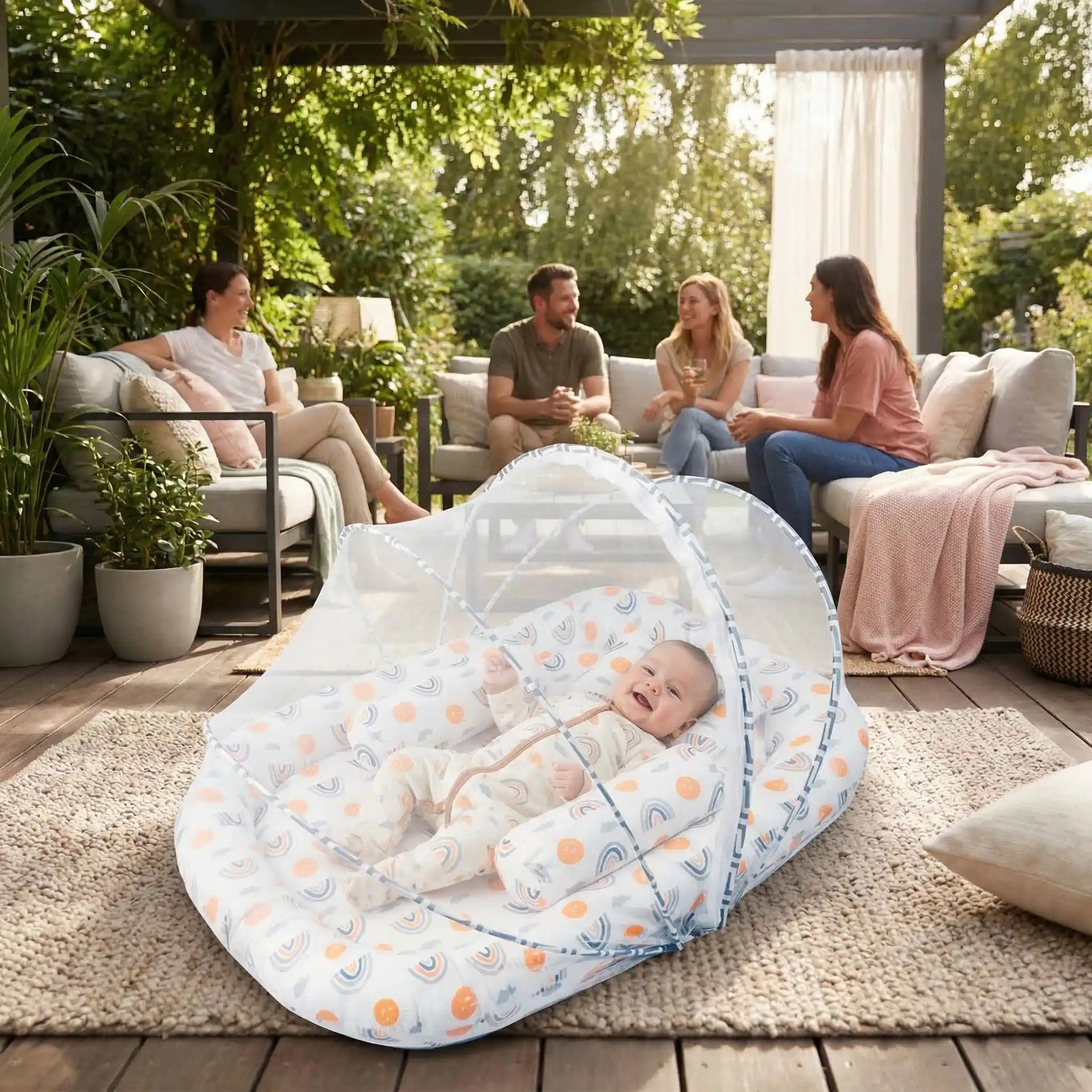 moustiquaires lit bebe motif arc en ciel 0-8 mois