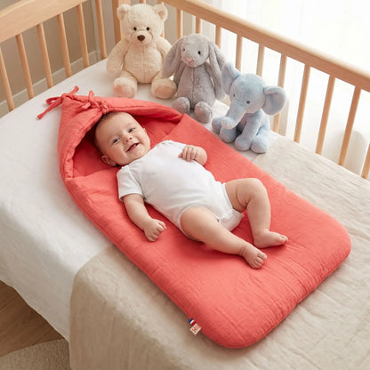 bébé posé sur un nid d'ange tog 2 pour chambre de 19 degrés