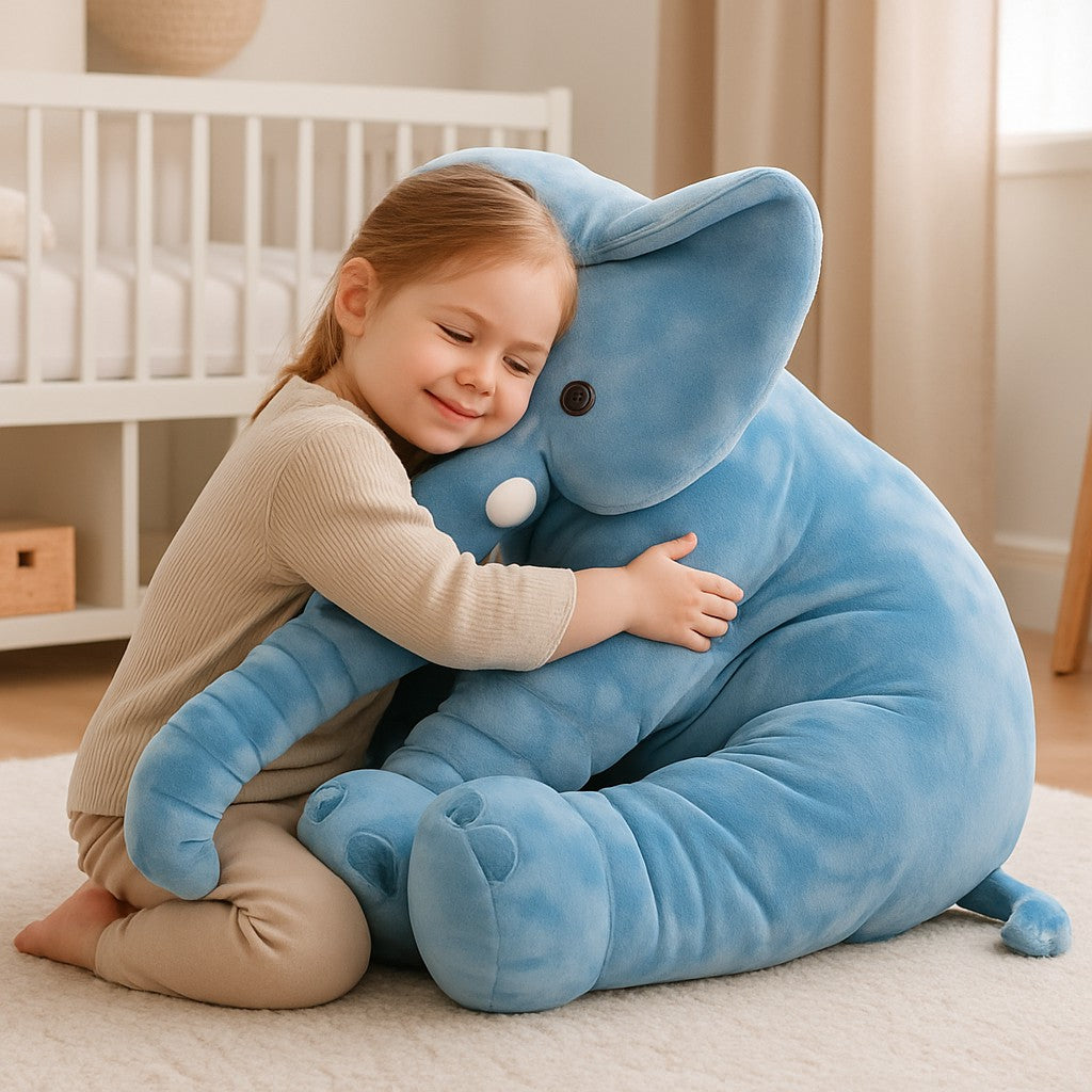 peluche doudou elephant geant bleu