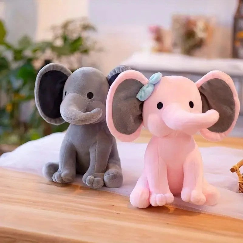 peluche elephant doudou gris et rose