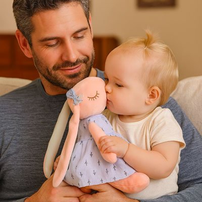 peluche lapin bleu