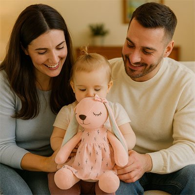 peluche lapin rose 