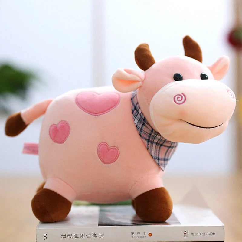 peluche vache rose