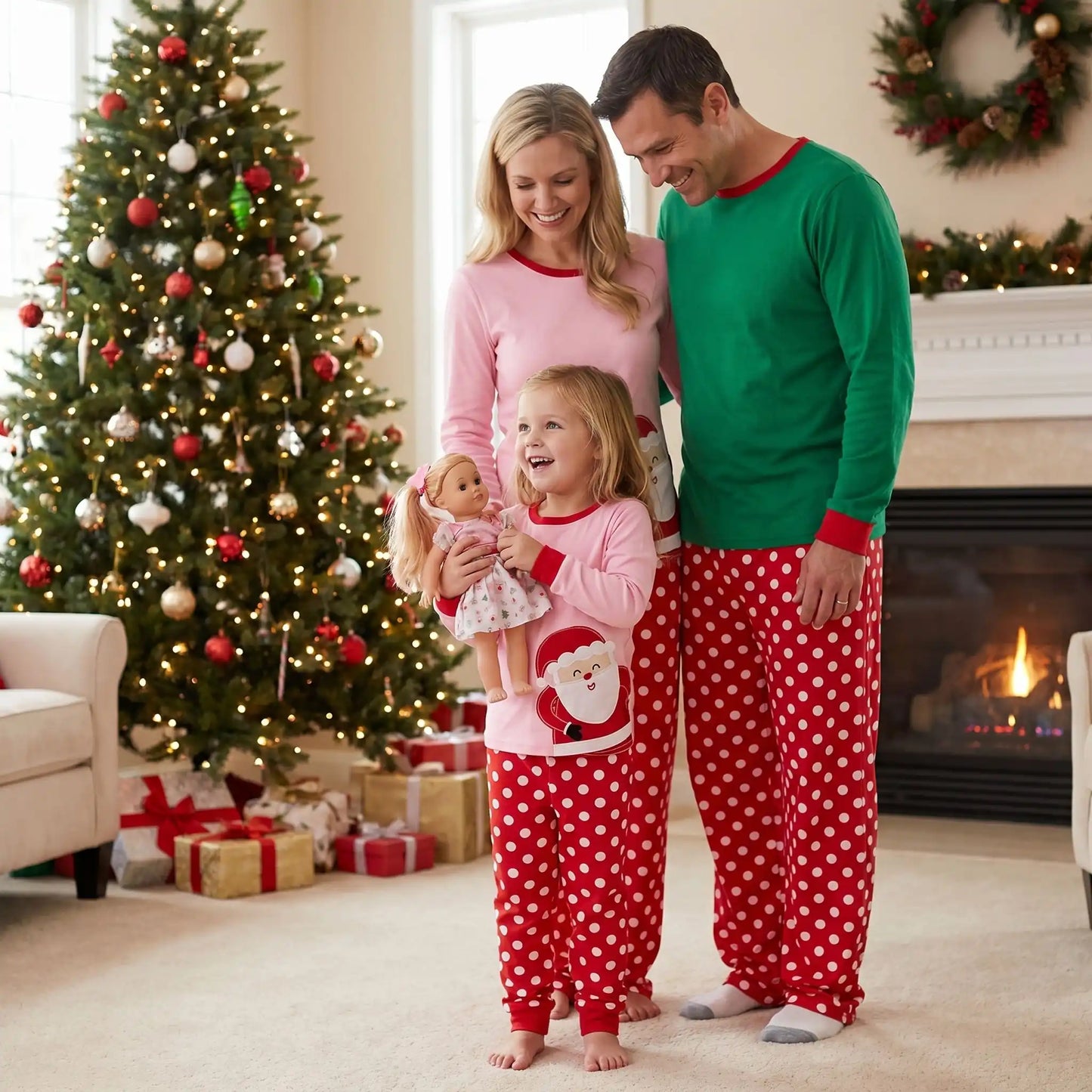 pyjama bebe noel fille rose et rouge motif père noël