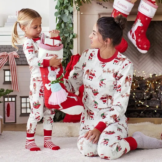 pyjama noel famille pere noel traineau