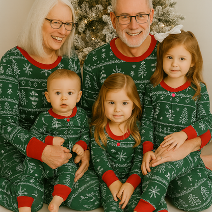 pyjama noel famille vert rouge noel