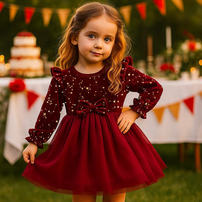 petite fille portant une robe festive de noel pour enfant