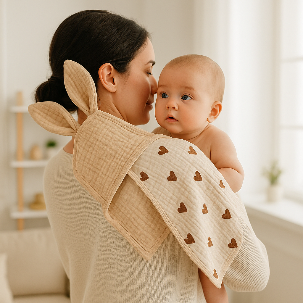 serviette salive bebe beige