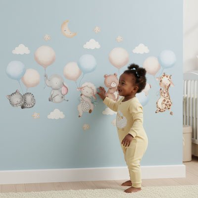 Stickers muraux couleurs neutres pour chambre enfant