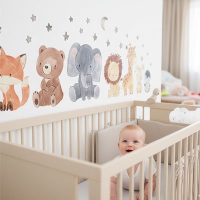 Stickers muraux oursons decollable