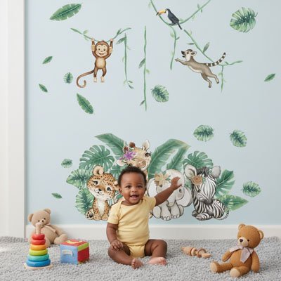 Stickers muraux enfant animaux de la jungle