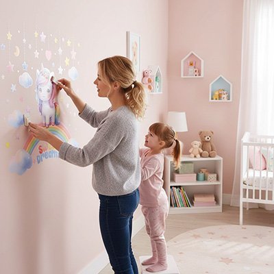 Stickers muraux enfant fille licorne