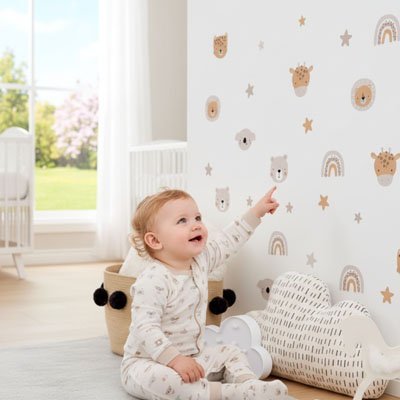 Stickers muraux enfant ours brun