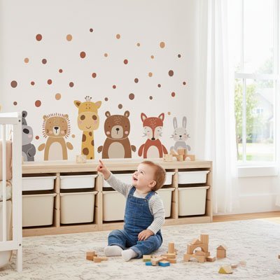 Stickers muraux enfant theme animaux