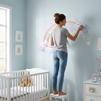 Stickers muraux enfant theme licorne pour fille