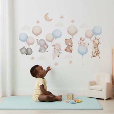 Stickers muraux style aquarelle pour chambre enfant