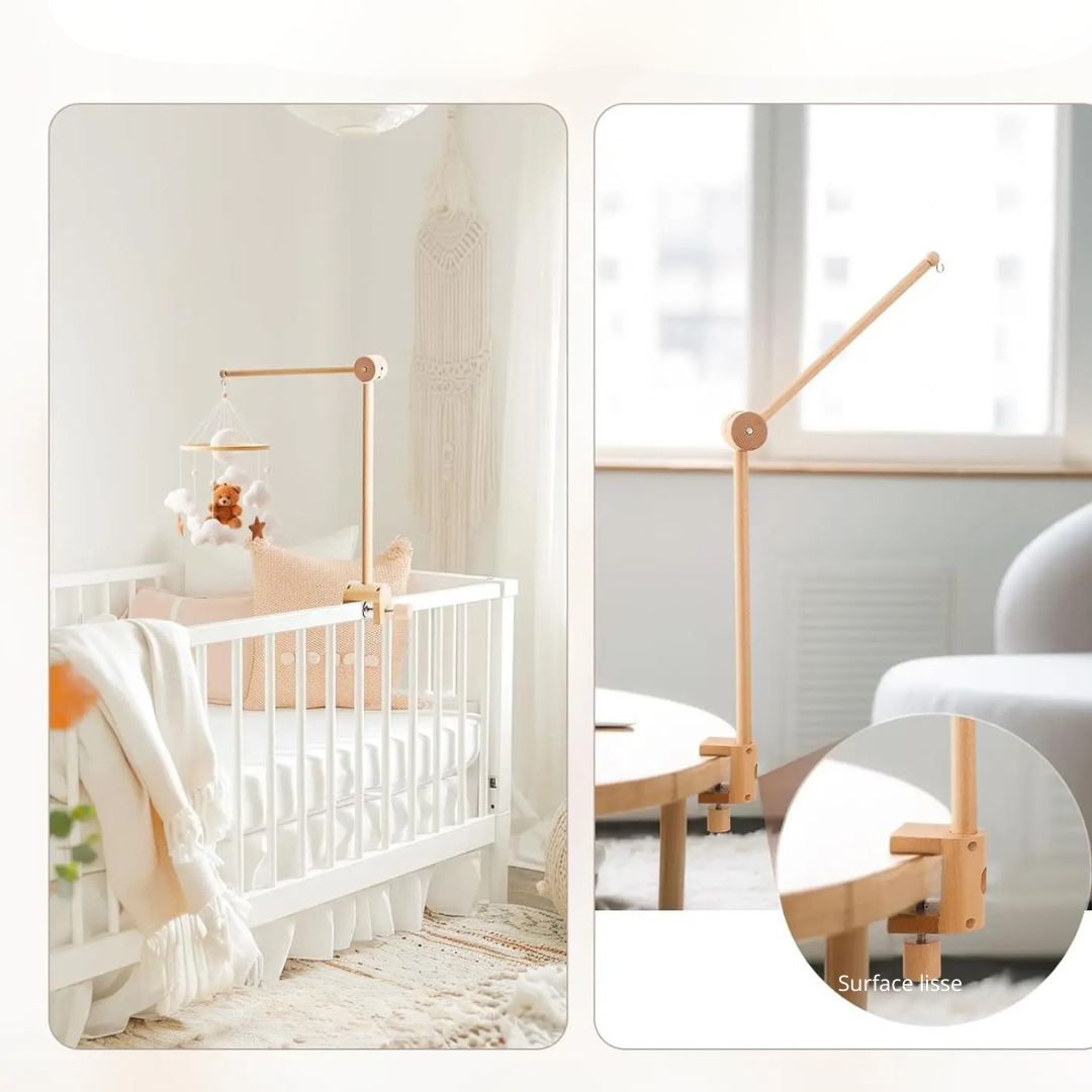 support mobile bébé universel bois rotatif