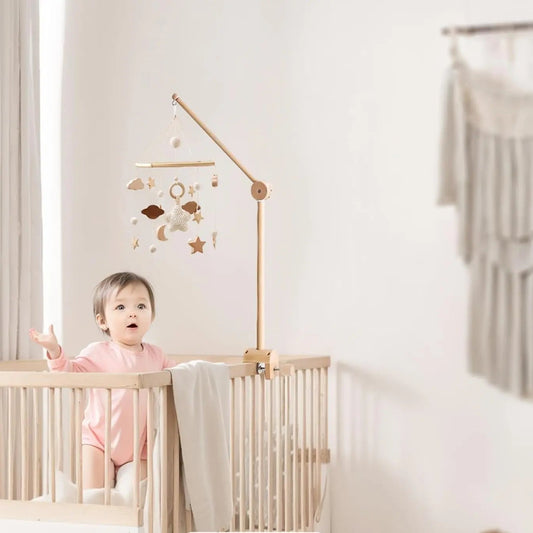 support mobile bébé bois naturel