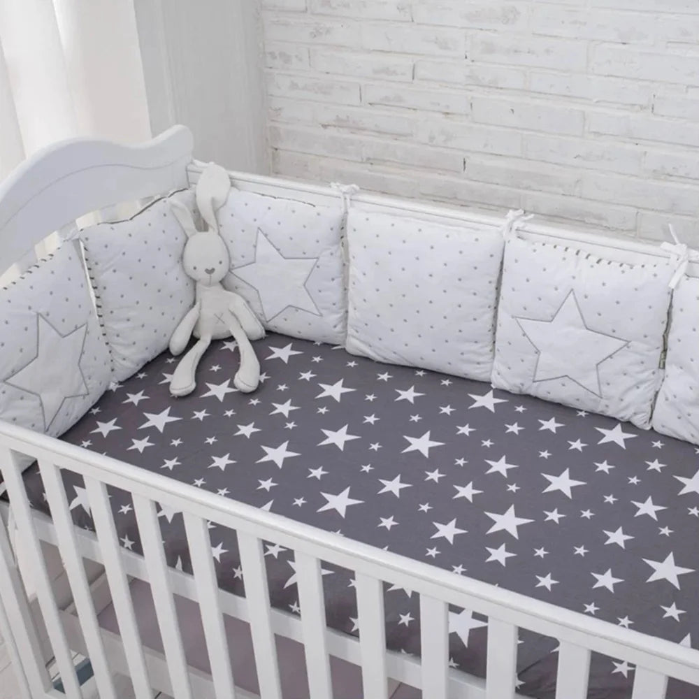 tour de lit bebe blanc gris