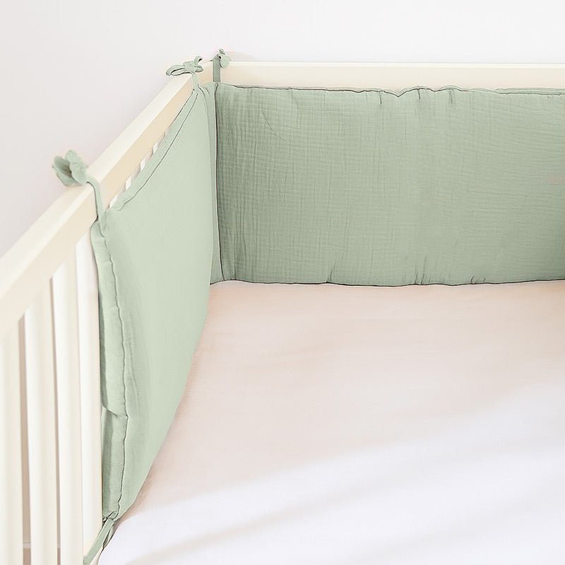 tour de lit bébé en coton biologique vert sauge papate fabriqué en France