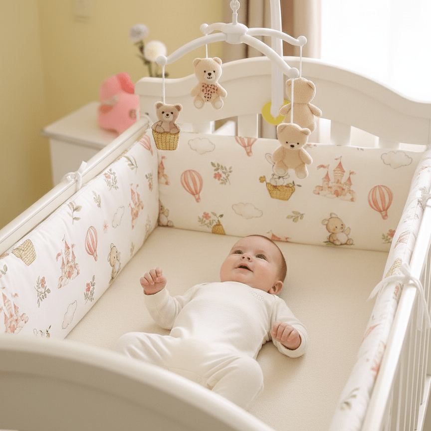 tour de lit bebe en coton respirant