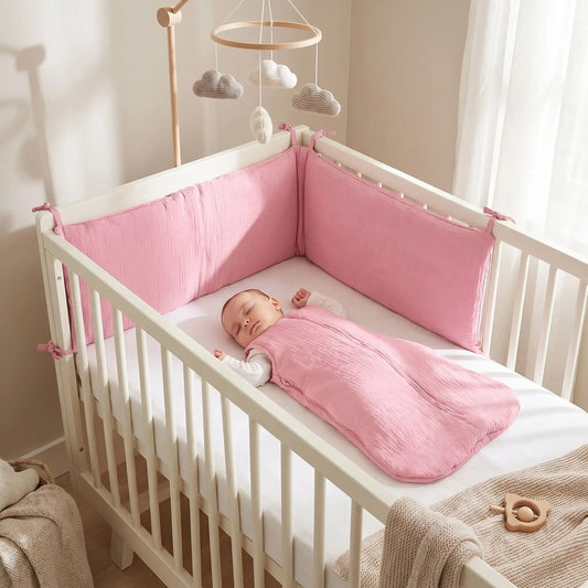 tour de lit bébé fille coton biologique en gaze de coton