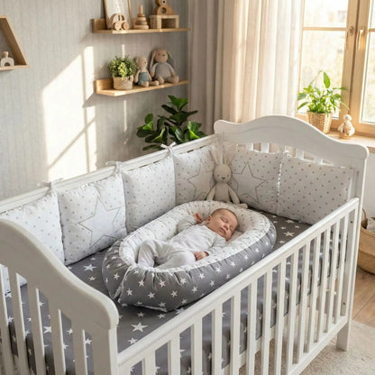 tour de lit bebe gris a nouer