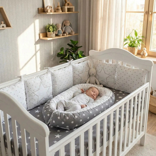 tour de lit bebe gris a nouer