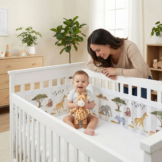 tour de lit bébé respirant aux motifs tropicaux
