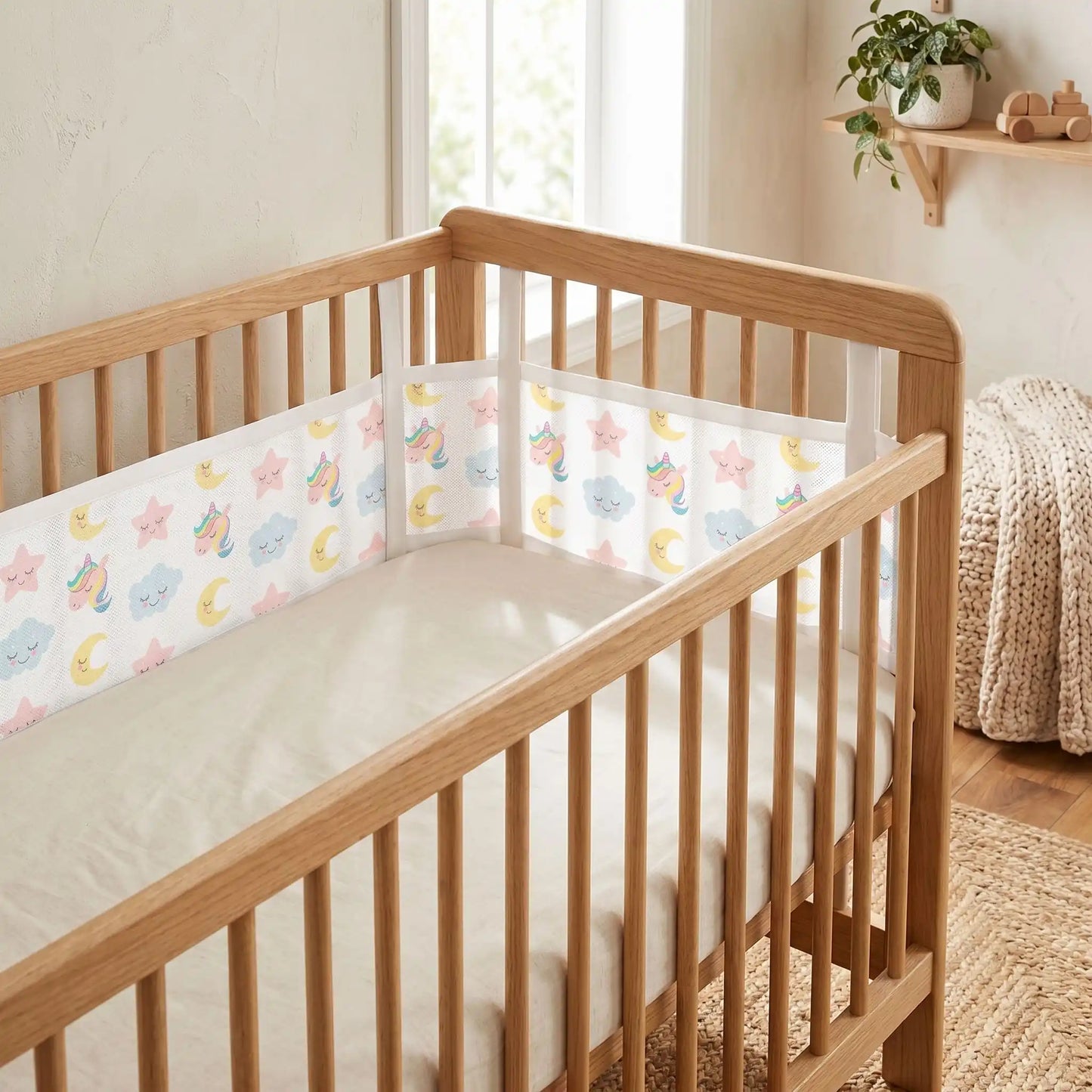 tour de lit bébé respirant fille licorne