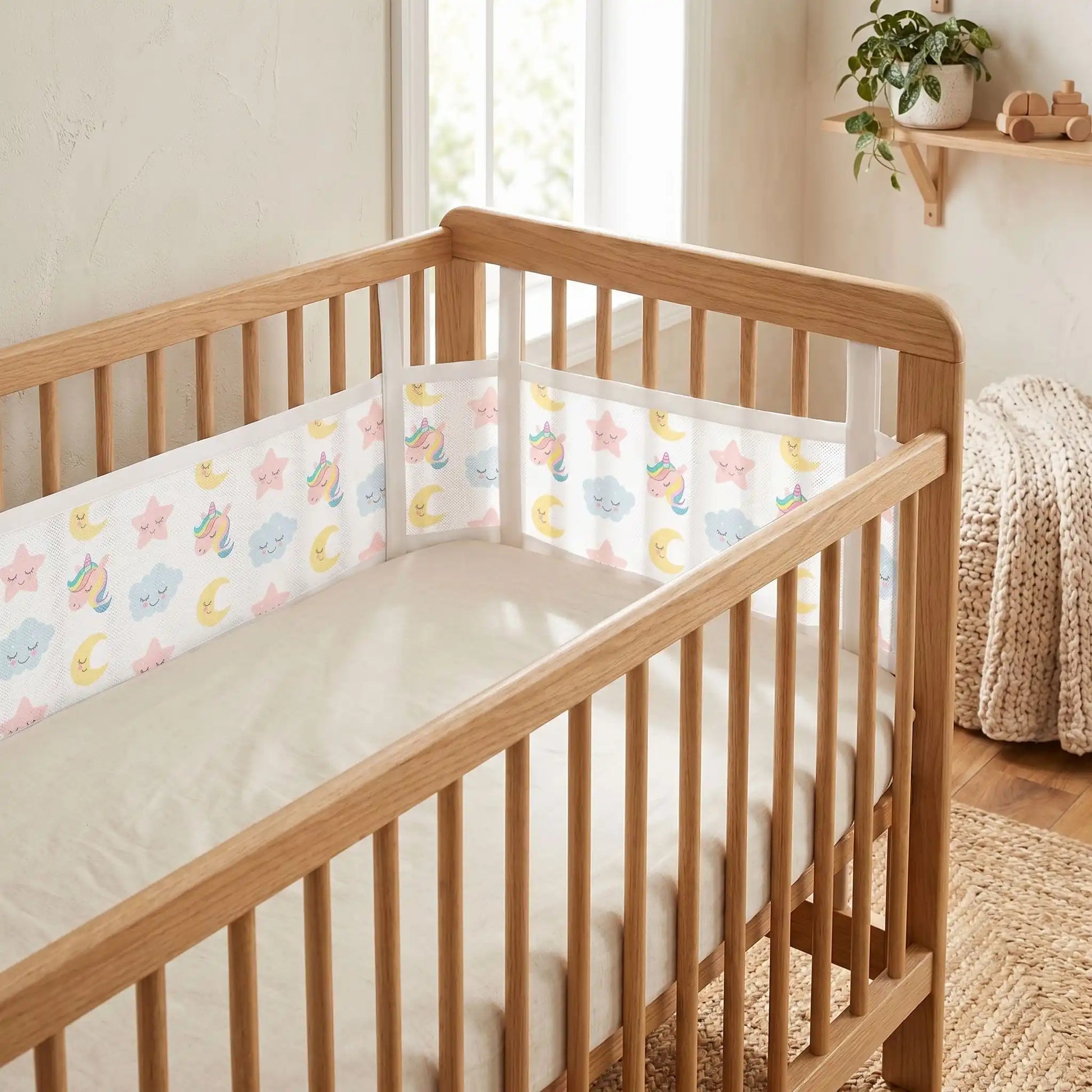 tour de lit bébé respirant fille licorne
