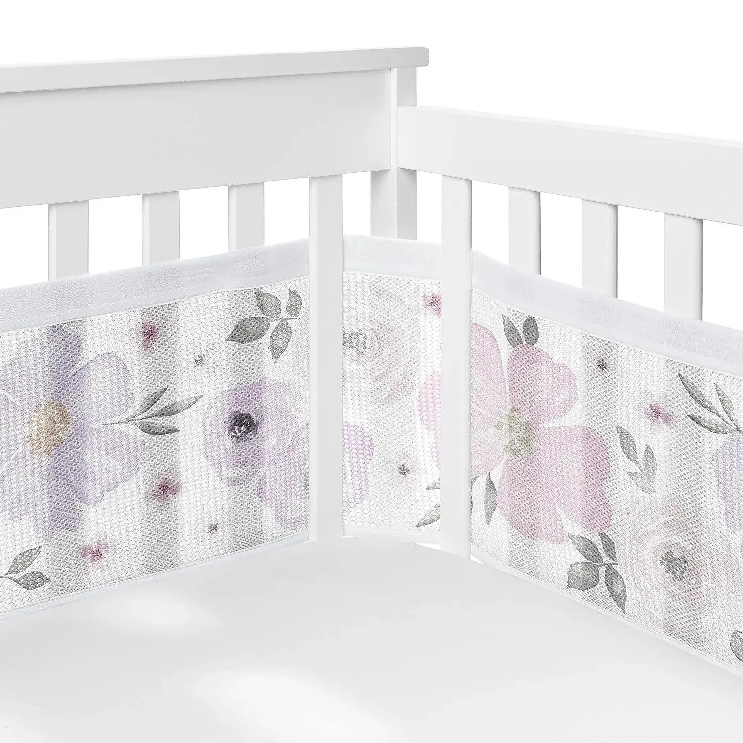 tour de lit bebe respirant fleurs maille aeree