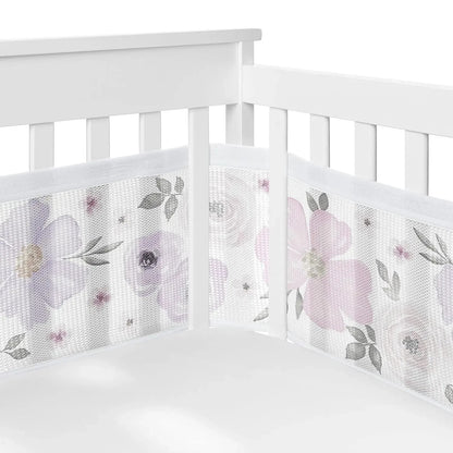 tour de lit bebe respirant fleurs maille aeree